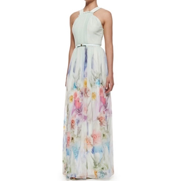 ted baker floral pleated dress